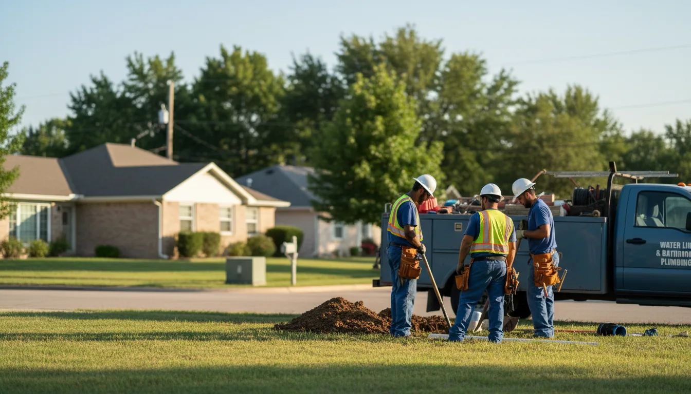 Residential water line and bathroom plumbing service in Milan, KS